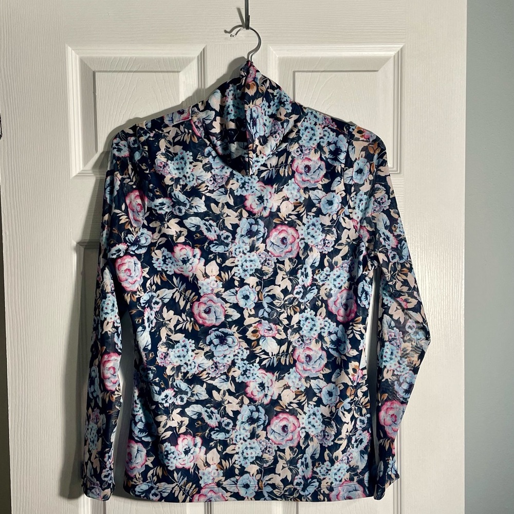 Banana Republic Floral Blouse - Navy and Pink